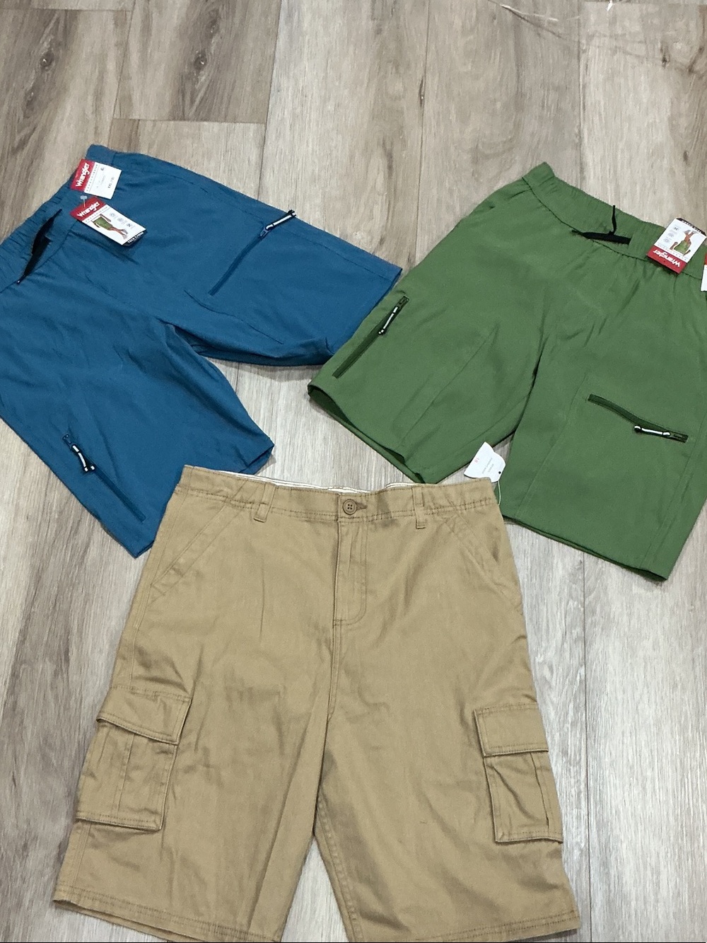 Wrangler Kids Cargo Shorts Trio - Blue, Green, Tan